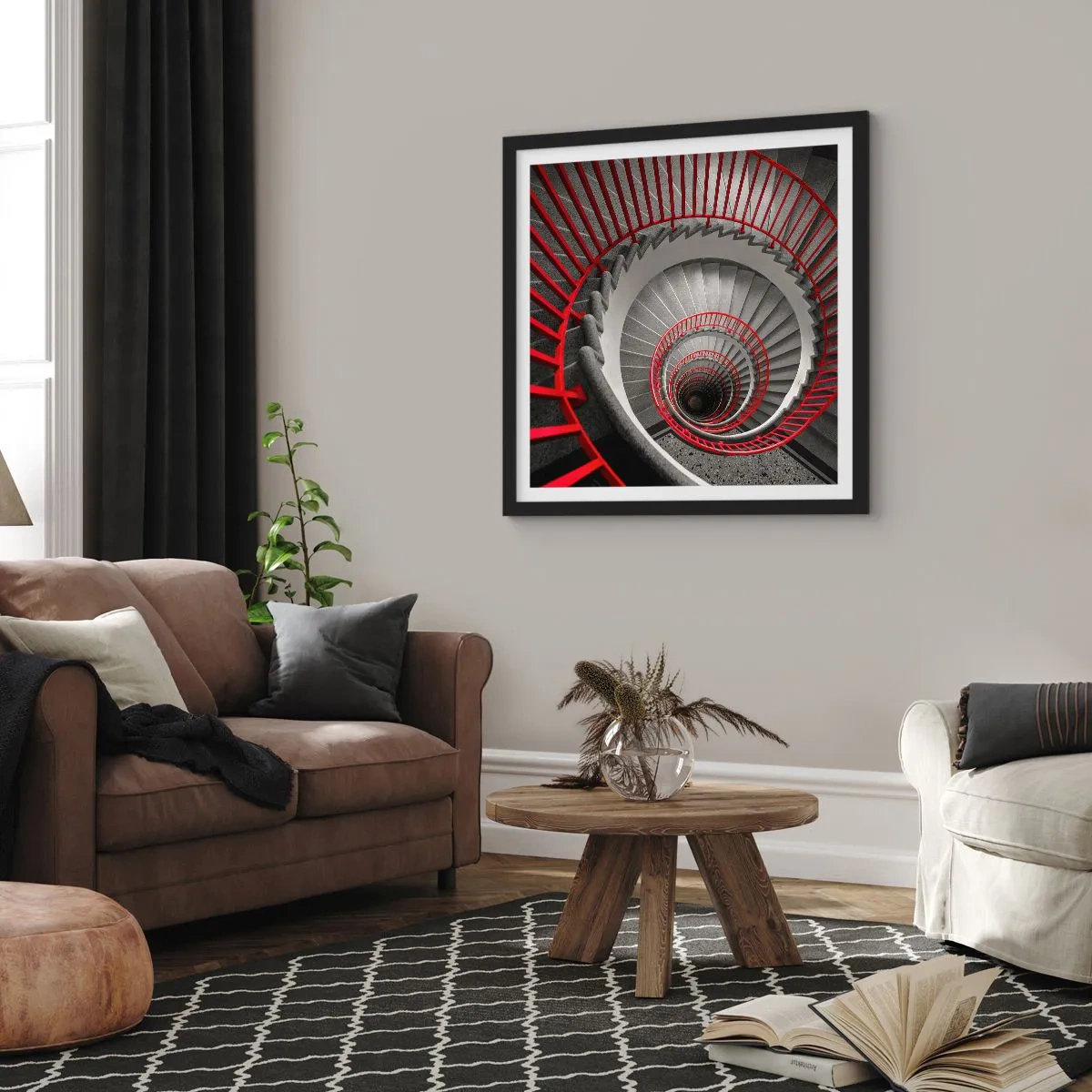 Affisch i svart ram - Arkitektoniska spel - 60x60 cm