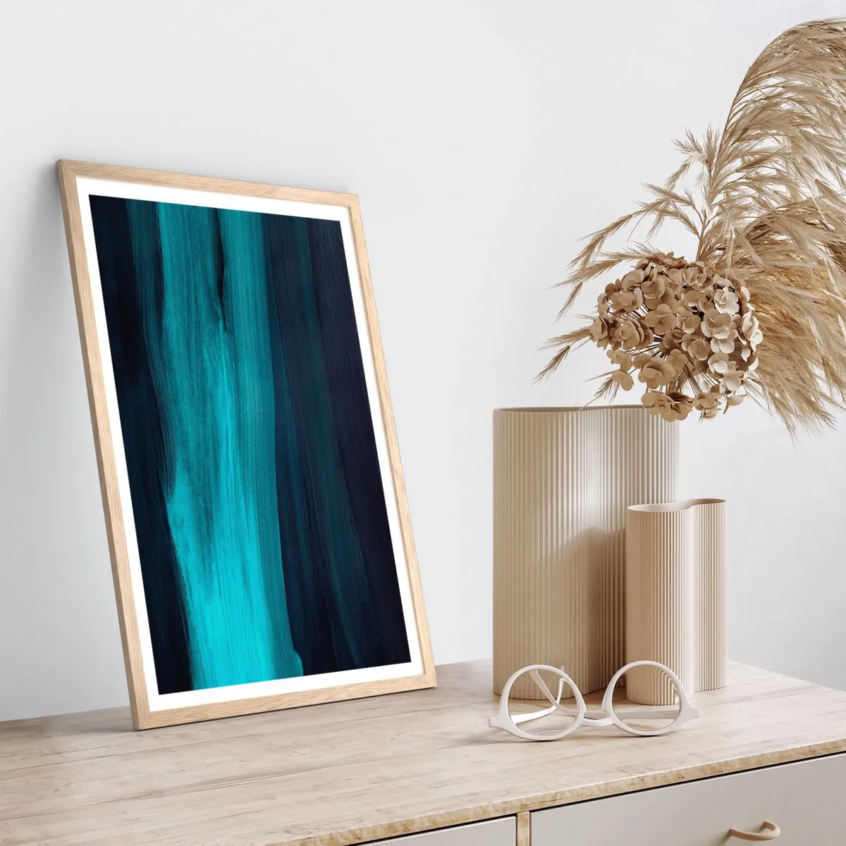 Affisch i ram av ljusek - Flyt med strömmen - 70x100 cm