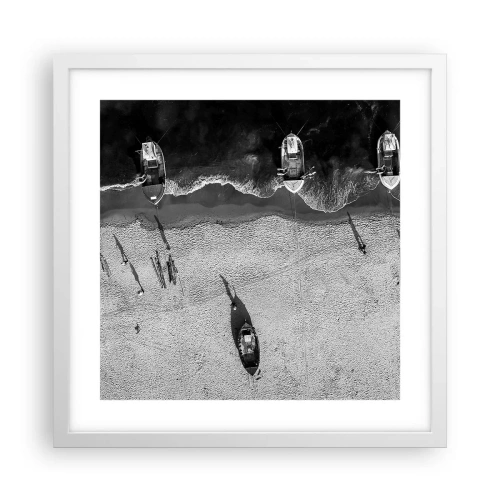 Affisch i vit ram - Fortfarande på stranden... - 40x40 cm