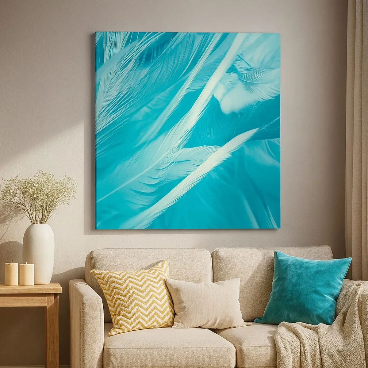 Canvastavla - Bild på duk - Drunkna i dun - 30x30 cm