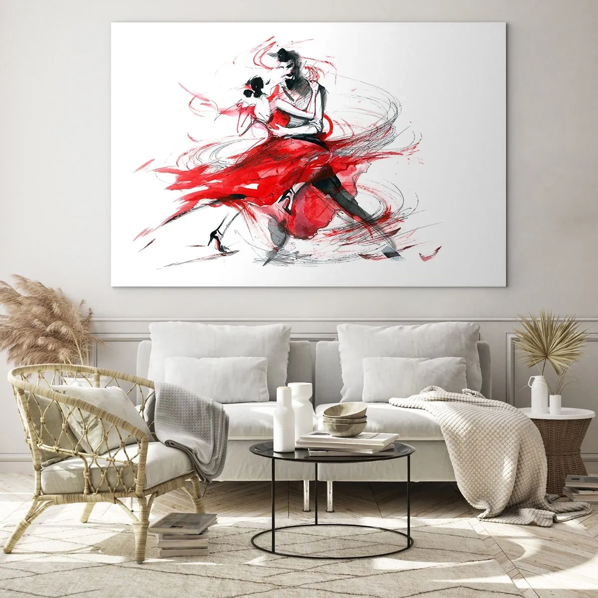 Glastavla - Bild på glas - Tango - passionens rytm - 120x80 cm