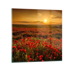 Glastavla - Bild på glas - Bland brusande ängars vågor, bland blommornas flod - 70x70 cm