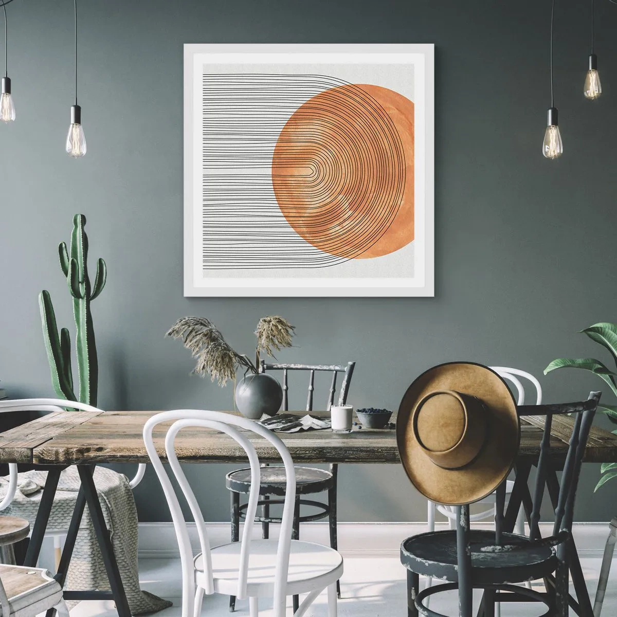 Affisch i vit ram - En solig komposition - 50x50 cm