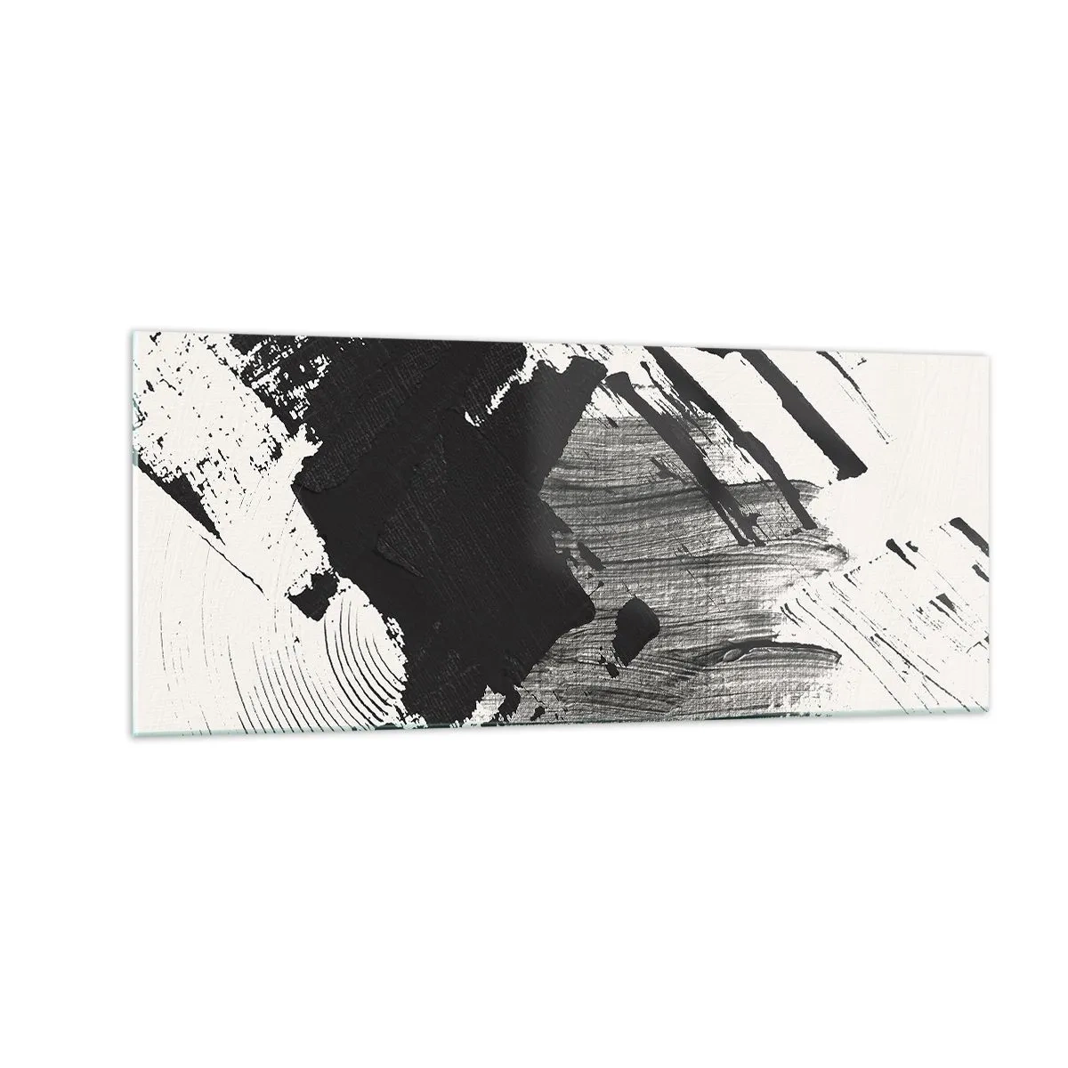 Glastavla - Bild på glas - Abstraktion - uttrycket av svart - 100x40 cm