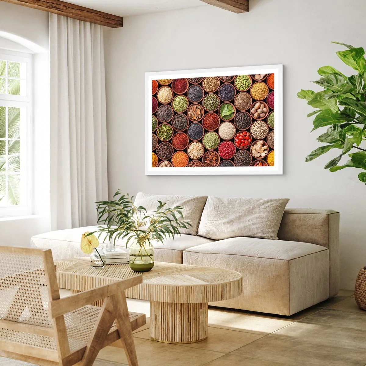 Affisch i vit ram - Världens alla smaker - 70x50 cm