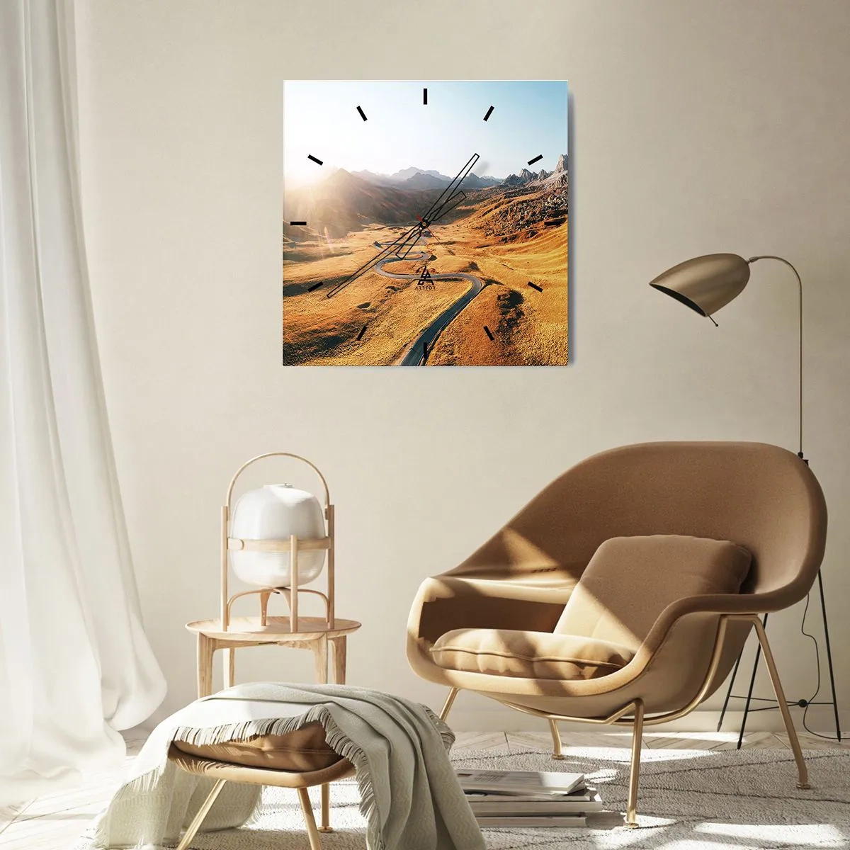 Väggklocka - Klocka på glas - I gulddalen - 30x30 cm