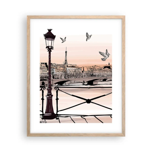 Affisch i ram av ljusek - Över Paris tak - 40x50 cm