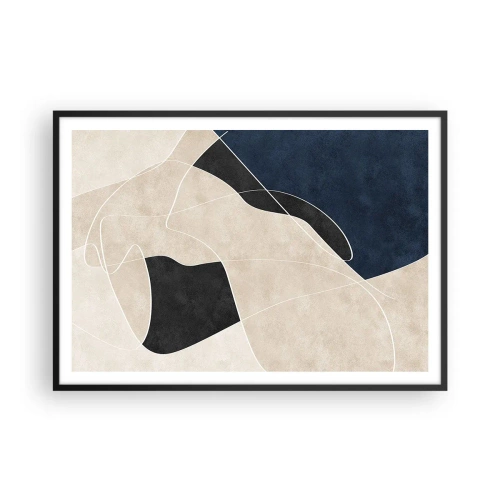 Affisch i svart ram - Abstrakt komposition - färgkontrast - 100x70 cm