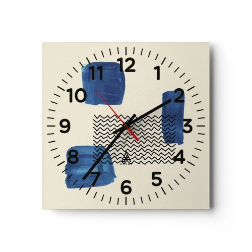 Väggklocka - Klocka på glas - Abstrakt kvartett - 30x30 cm