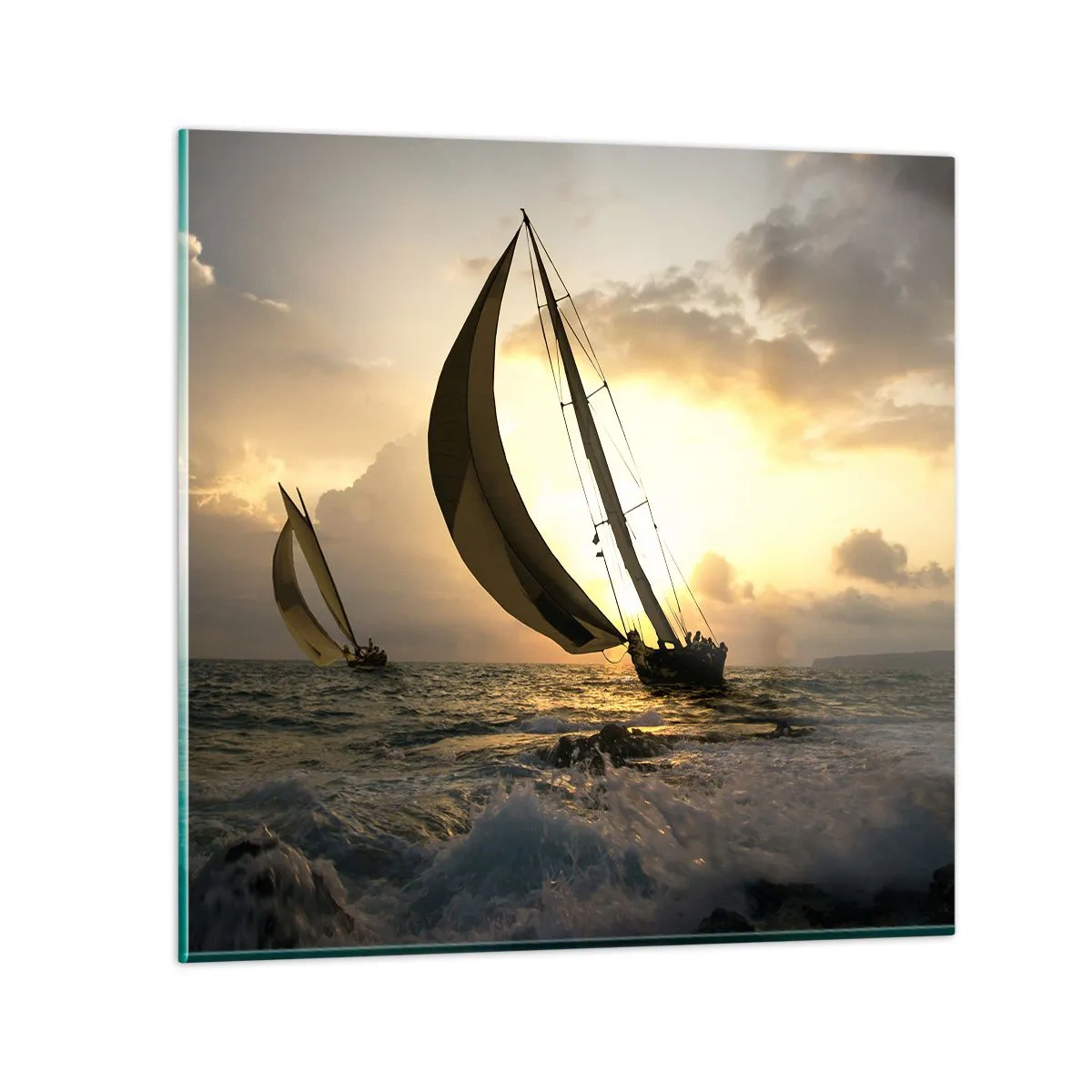 Glastavla - Bild på glas - Med och mot vinden - 70x70 cm