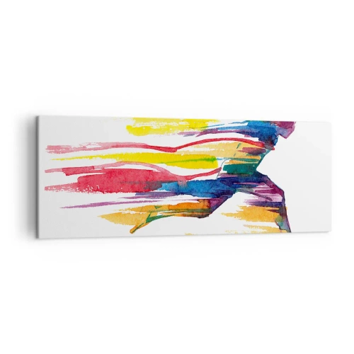Canvastavla - Bild på duk - Spring genom regnbågen - 140x50 cm