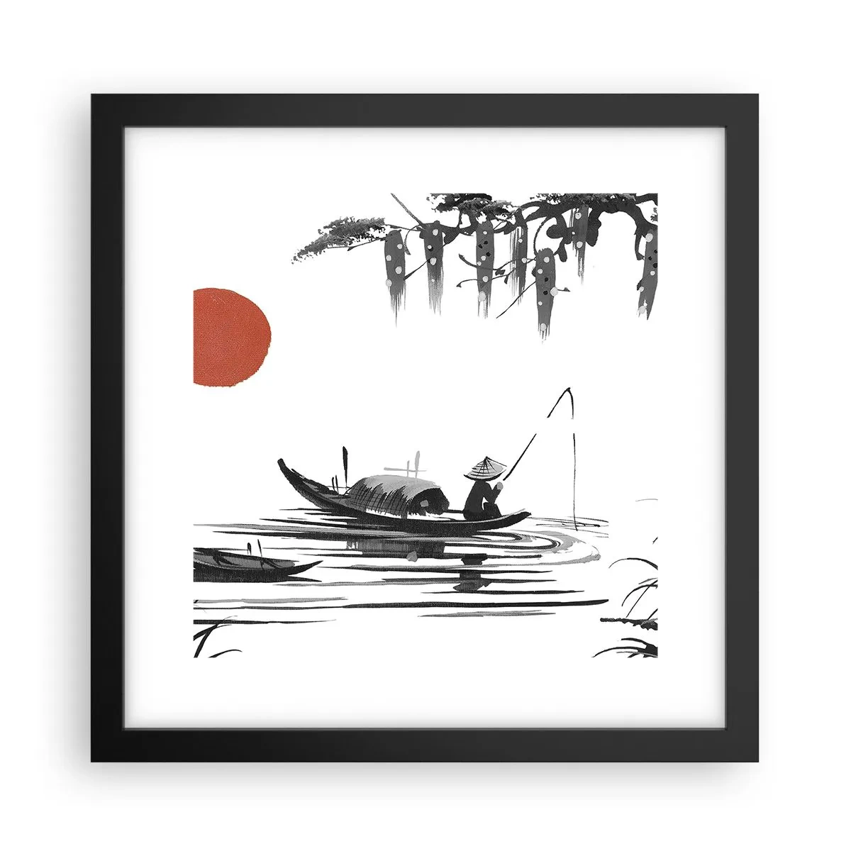 Affisch i svart ram - Asiatisk eftermiddag - 30x30 cm