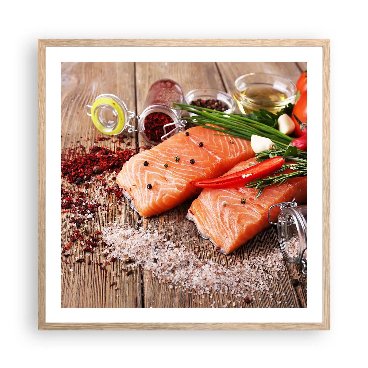 Affisch i ram av ljusek - Norskt äventyr i köket - 60x60 cm