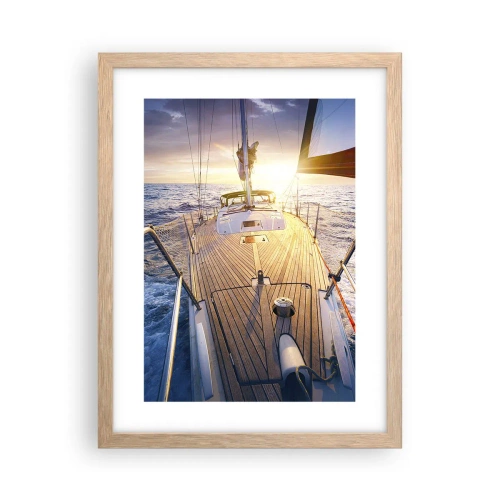 Affisch i ram av ljusek - Springa på vågorna - 30x40 cm