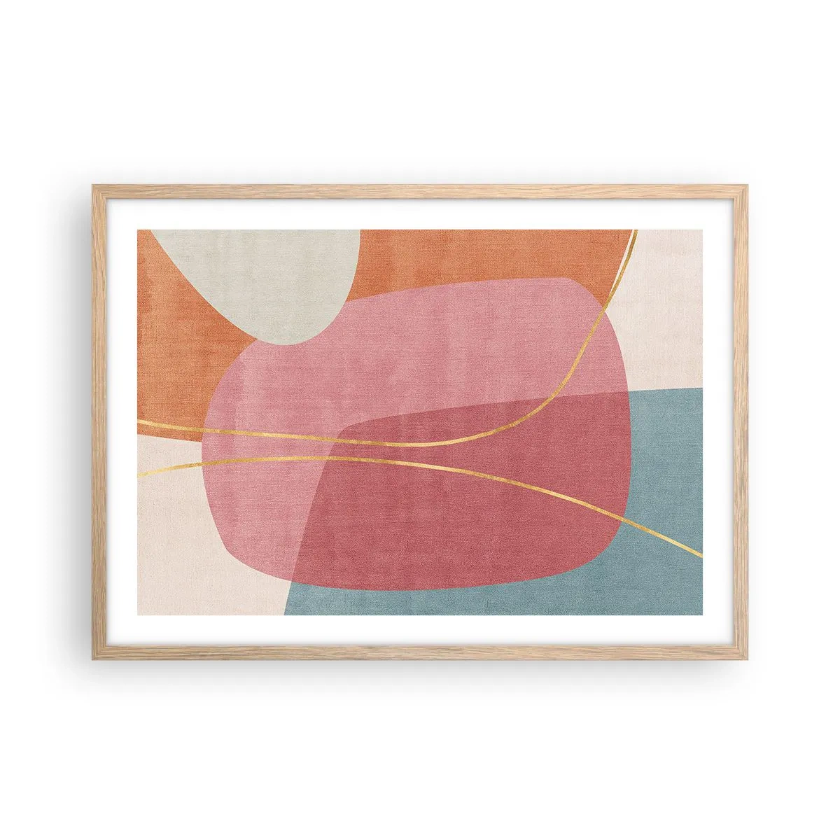 Affisch i ram av ljusek - Pastellkomposition med guldtråd - 70x50 cm