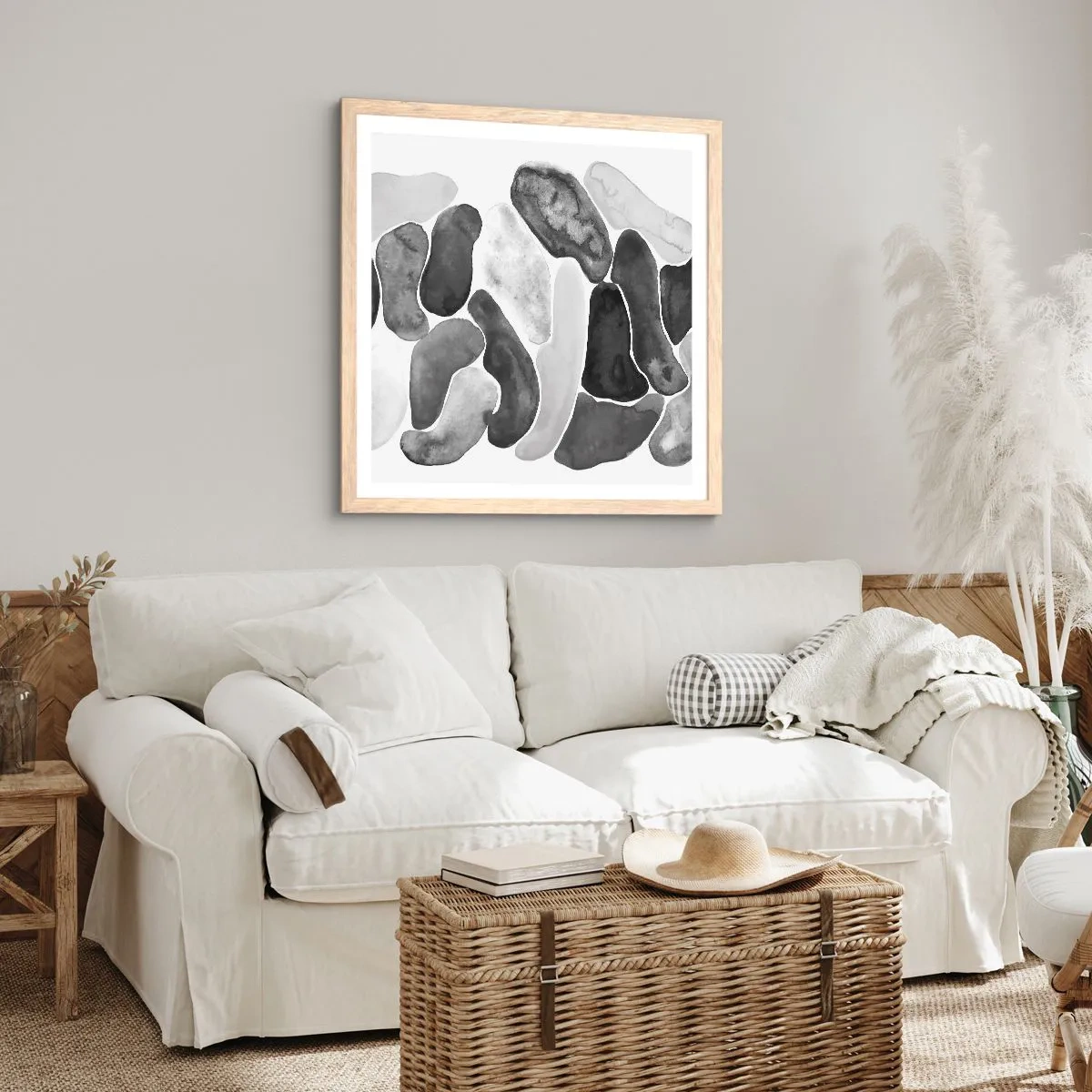 Affisch i ram av ljusek - Stenig abstraktion - 30x30 cm