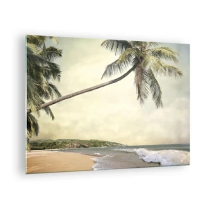 Glastavla - Bild på glas - Tropisk strand med palmträd och vågor - 70x50cm - Tropisk dröm - Modern väggdekoration för vardagsrum och sovrum ARTTOR