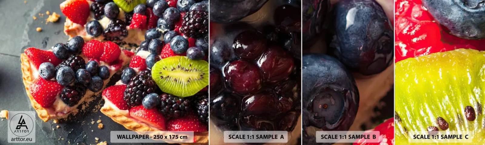 Fototapet Prov Standard Eco - Dolce vita! - Gastronomi, Tårta med frukt, Kaka - 100x30 cm