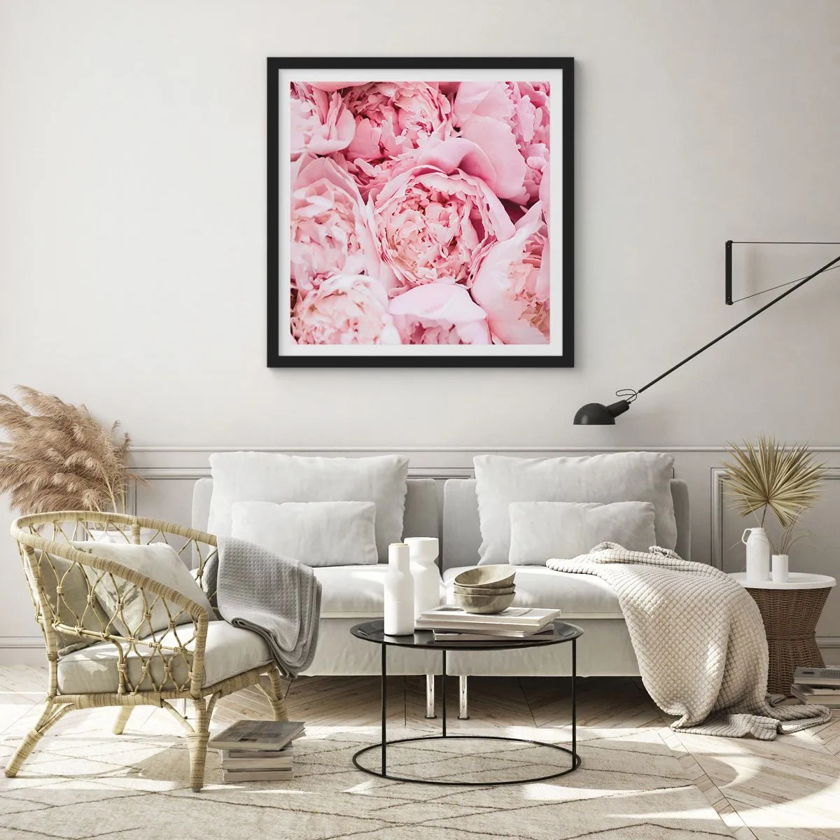 Affisch i svart ram - Hopklämda och doftande - 60x60 cm