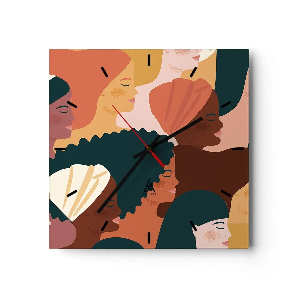 Väggklocka - Klocka på glas - Endast kvinnlighet - 40x40 cm