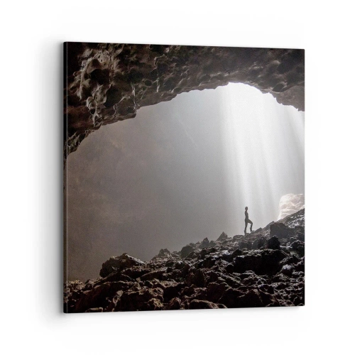 Canvastavla - Bild på duk - Ljusfylld grotta - 70x70 cm