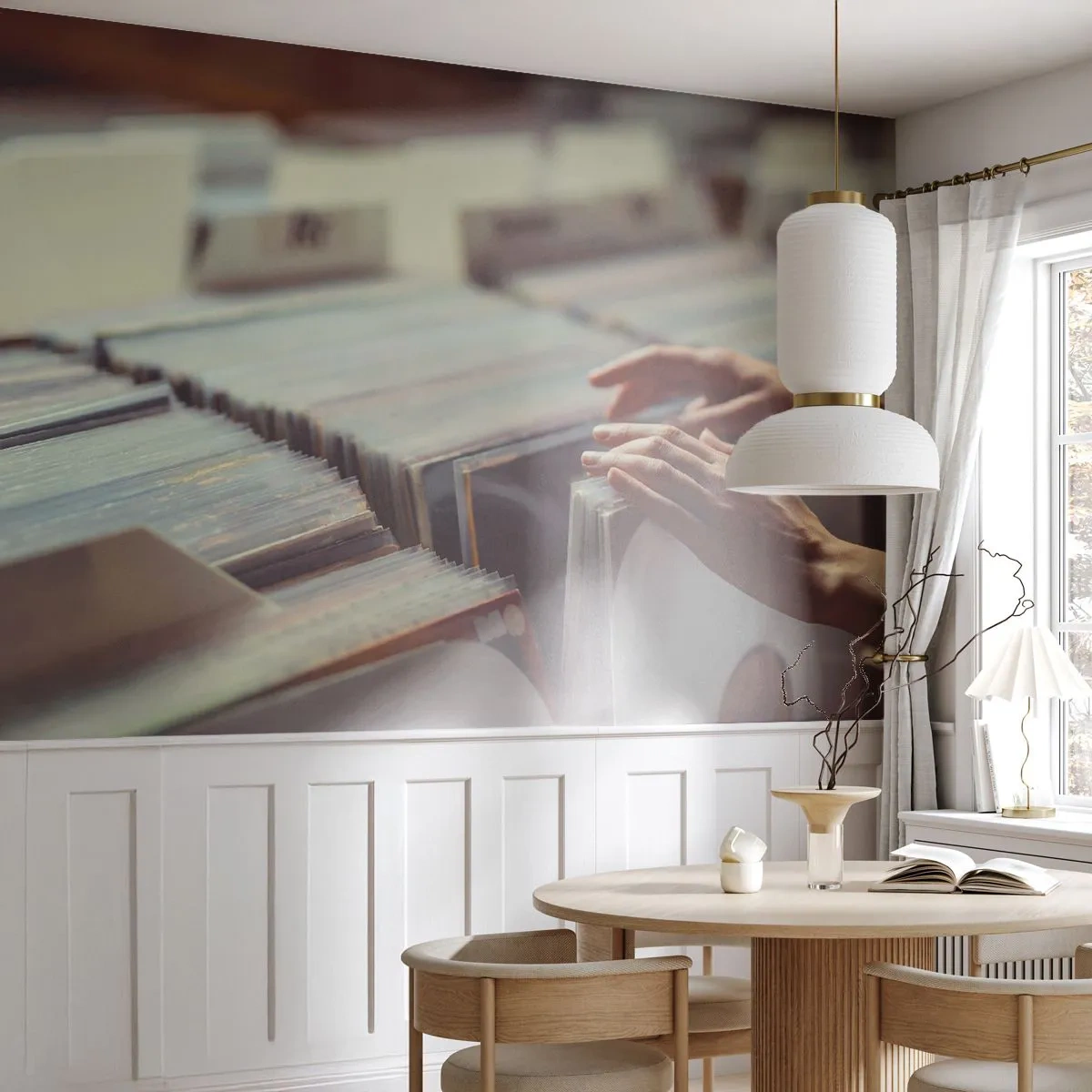 Självhäftande Fototapet Deluxe Sticker - I jakten efter känslor - Vinyl, musik, Musikaffär - 300x210 cm