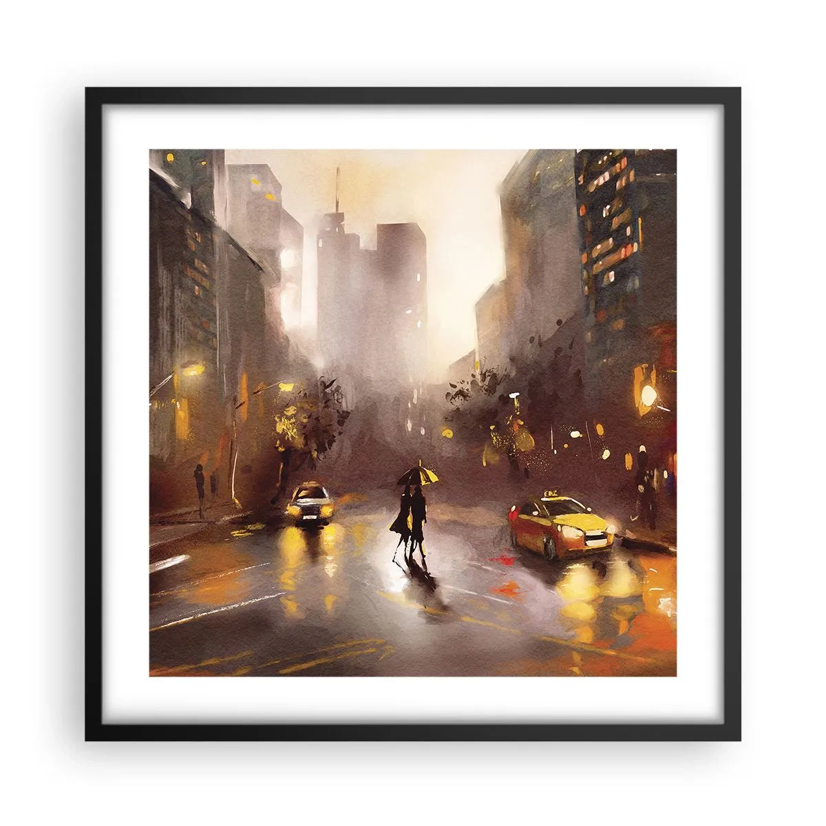 Affisch i svart ram - I New Yorks ljus - 50x50 cm