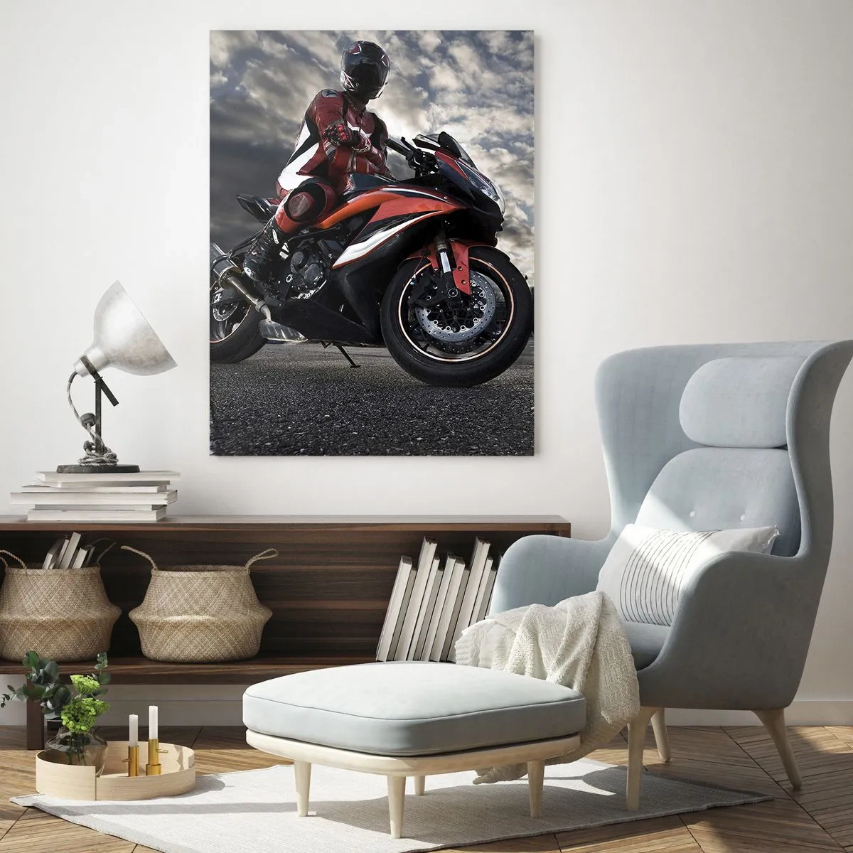 Glastavla - Bild på glas - Mörk ryttare - 80x120 cm