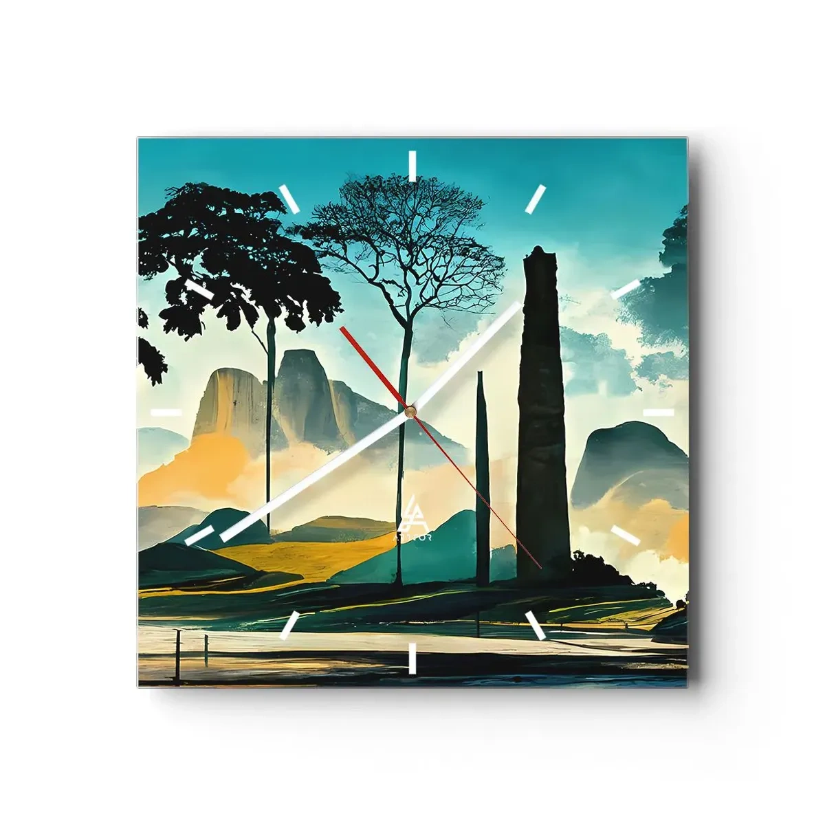 Väggklocka - Klocka på glas - Fortfarande högre och högre - 40x40 cm