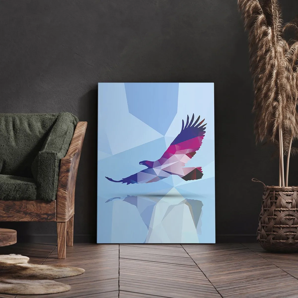 Canvastavla - Bild på duk - Örn i lila kristall - 45x80 cm