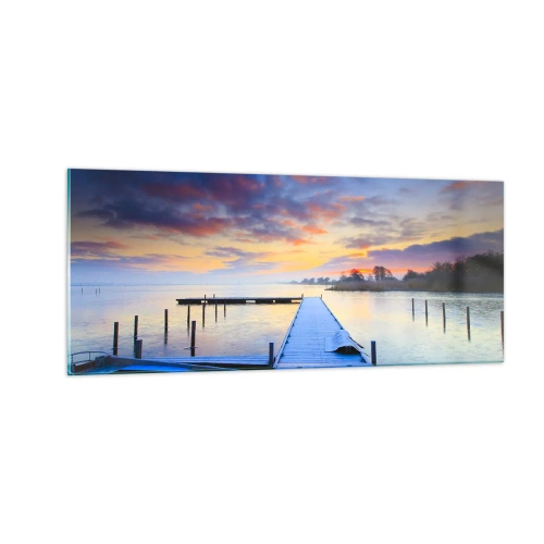 Glastavla - Bild på glas - Violet-guld ro - 100x40 cm