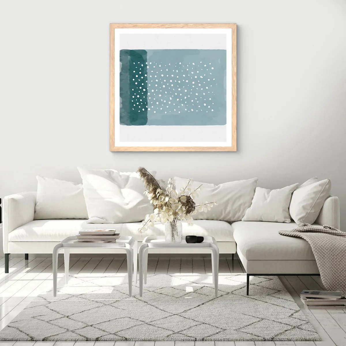 Affisch i ram av ljusek - Uppstådda ur det blåa - 30x30 cm