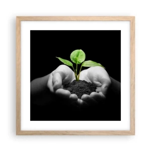 Affisch i ram av ljusek - Jag älskar naturen och skyddar den - 40x40 cm