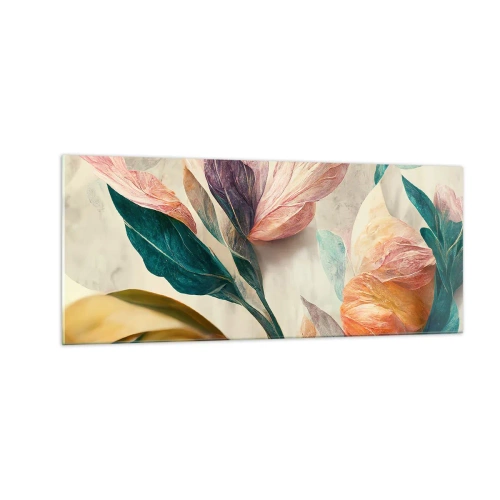 Glastavla - Bild på glas - Blommor av de södra öarna - 100x40 cm