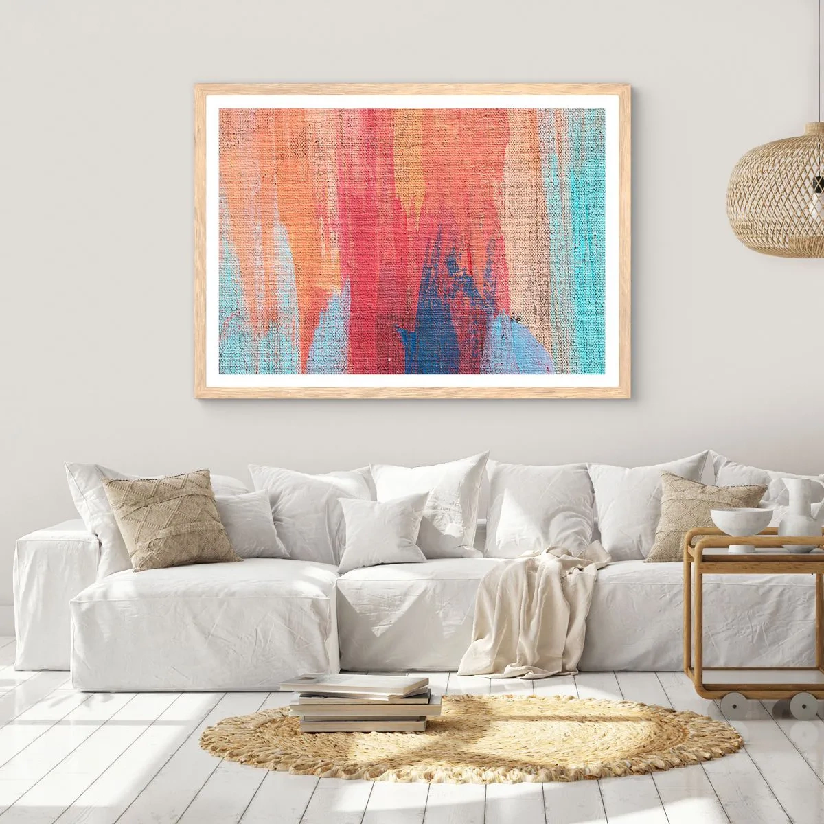 Affisch i ram av ljusek - Rinnande regnbåge - 50x40 cm