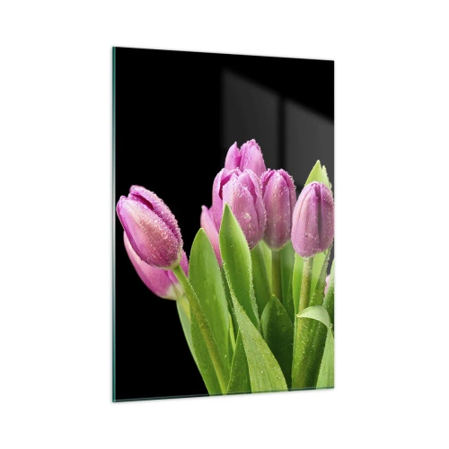 Glastavla - Bild på glas - Vårens lila glädje - 50x70 cm