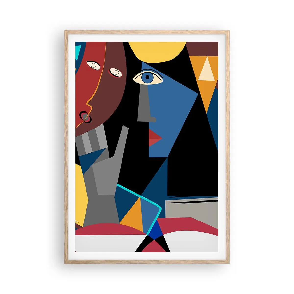 Affisch i ram av ljusek - Kubistiskt samtal - 70x100 cm