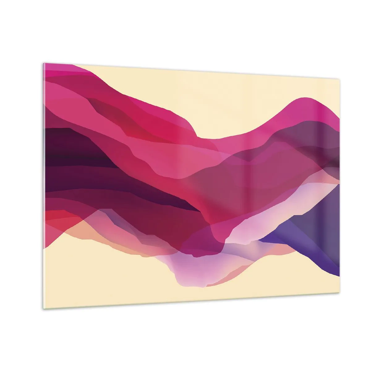 Glastavla - Bild på glas - Purpurfärgade vågor - 100x70 cm