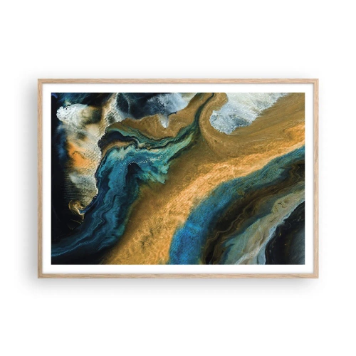 Affisch i ram av ljusek - Blå – gul – ömsesidiga influenser - 100x70 cm