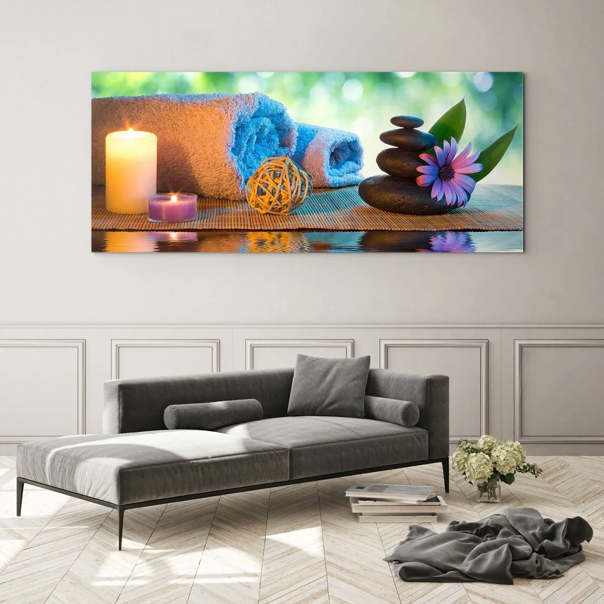 Glastavla - Bild på glas - Tid för kroppen - 100x40 cm
