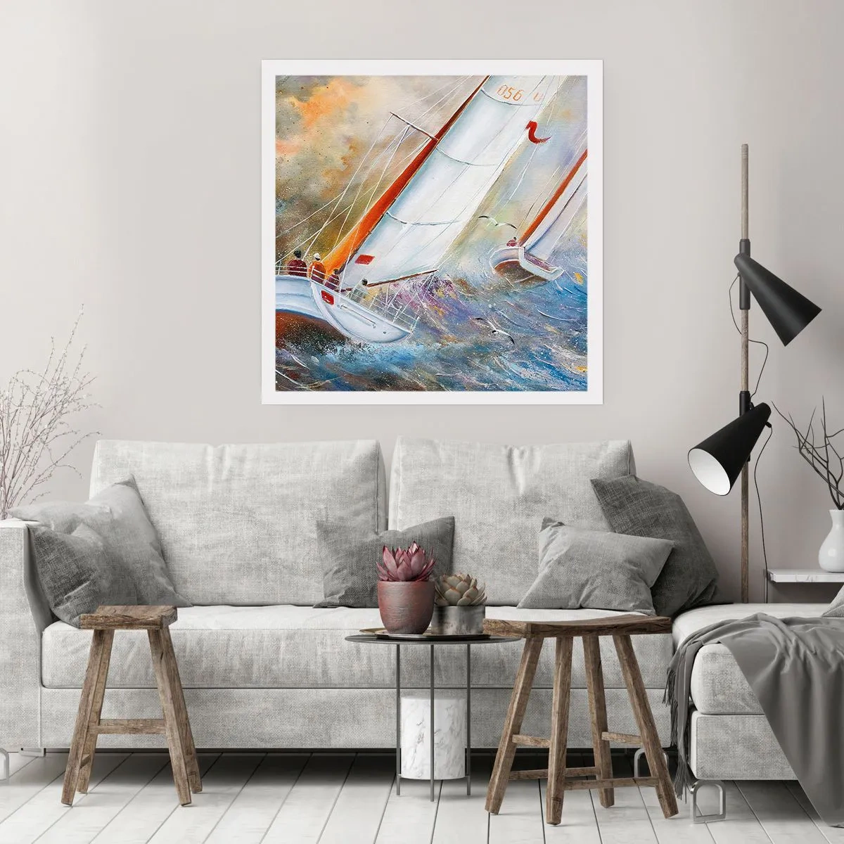 Affisch - Springande på vågorna - 50x50 cm