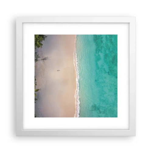Affisch i vit ram - En strand i paradiset - 30x30 cm