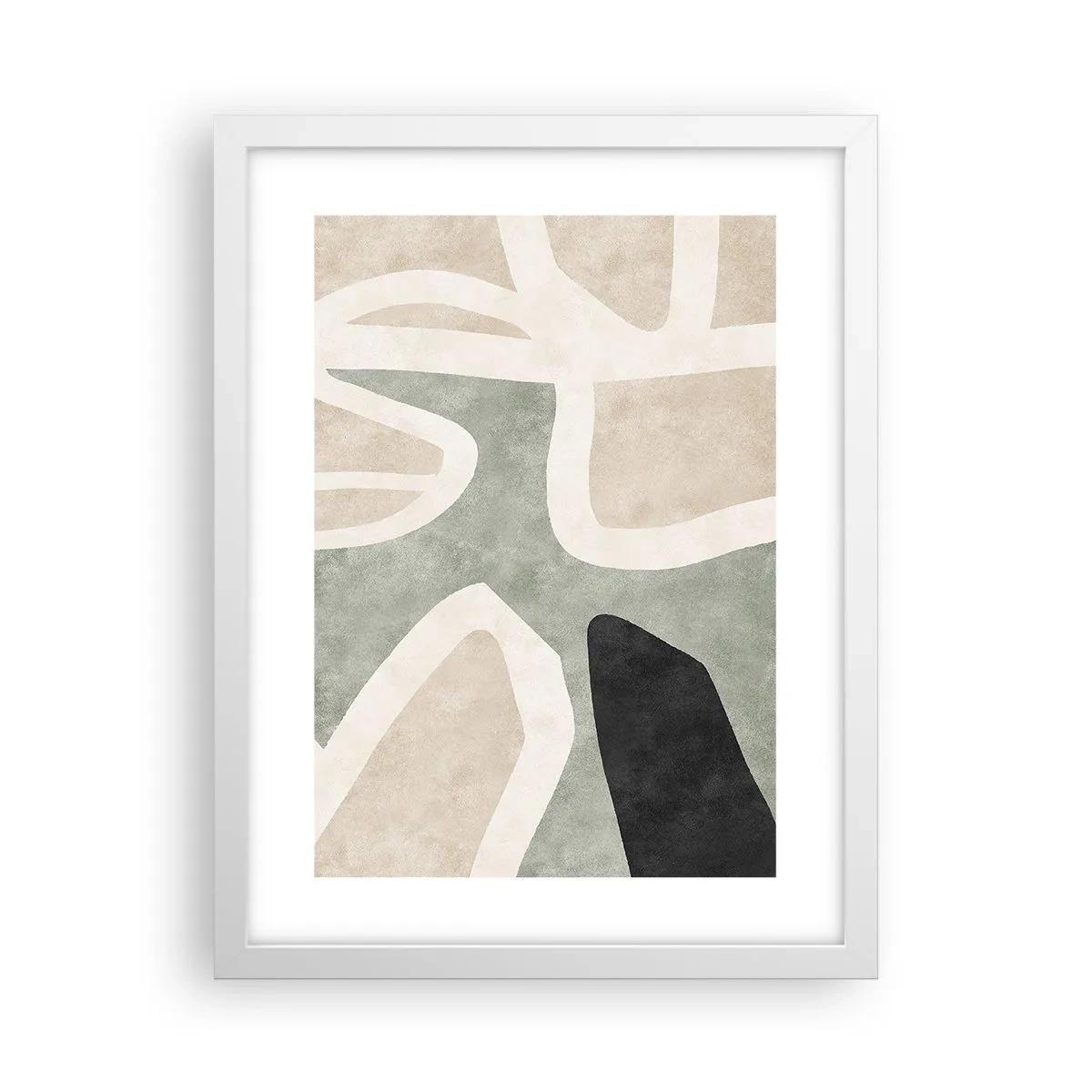 Affisch i vit ram - Komposition med svart motiv - 30x40 cm