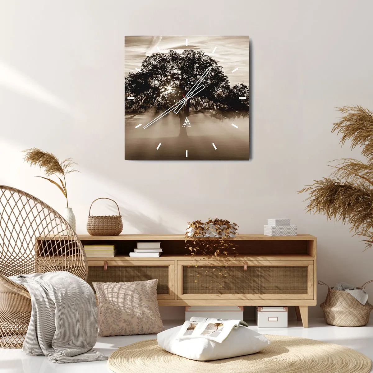 Väggklocka - Klocka på glas - Trädet för kunskap om endast gott  - 40x40 cm