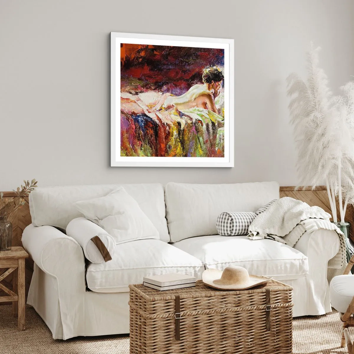 Affisch i vit ram - Venus försänkt i sina tankar - 60x60 cm