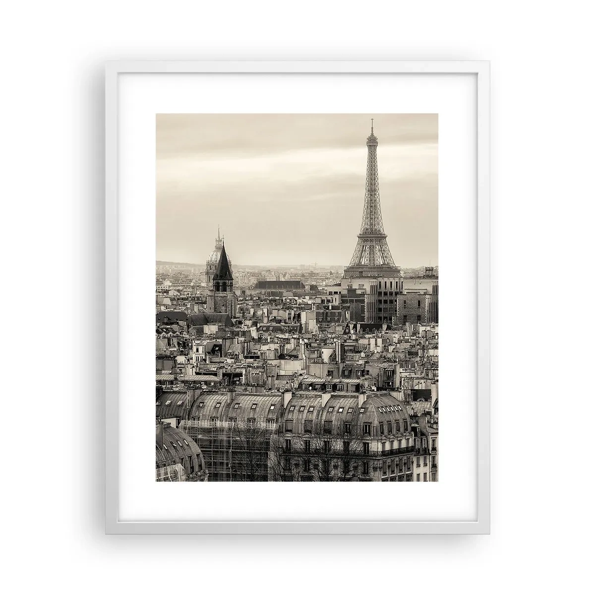 Affisch i vit ram - Över Paris tak - 40x50 cm