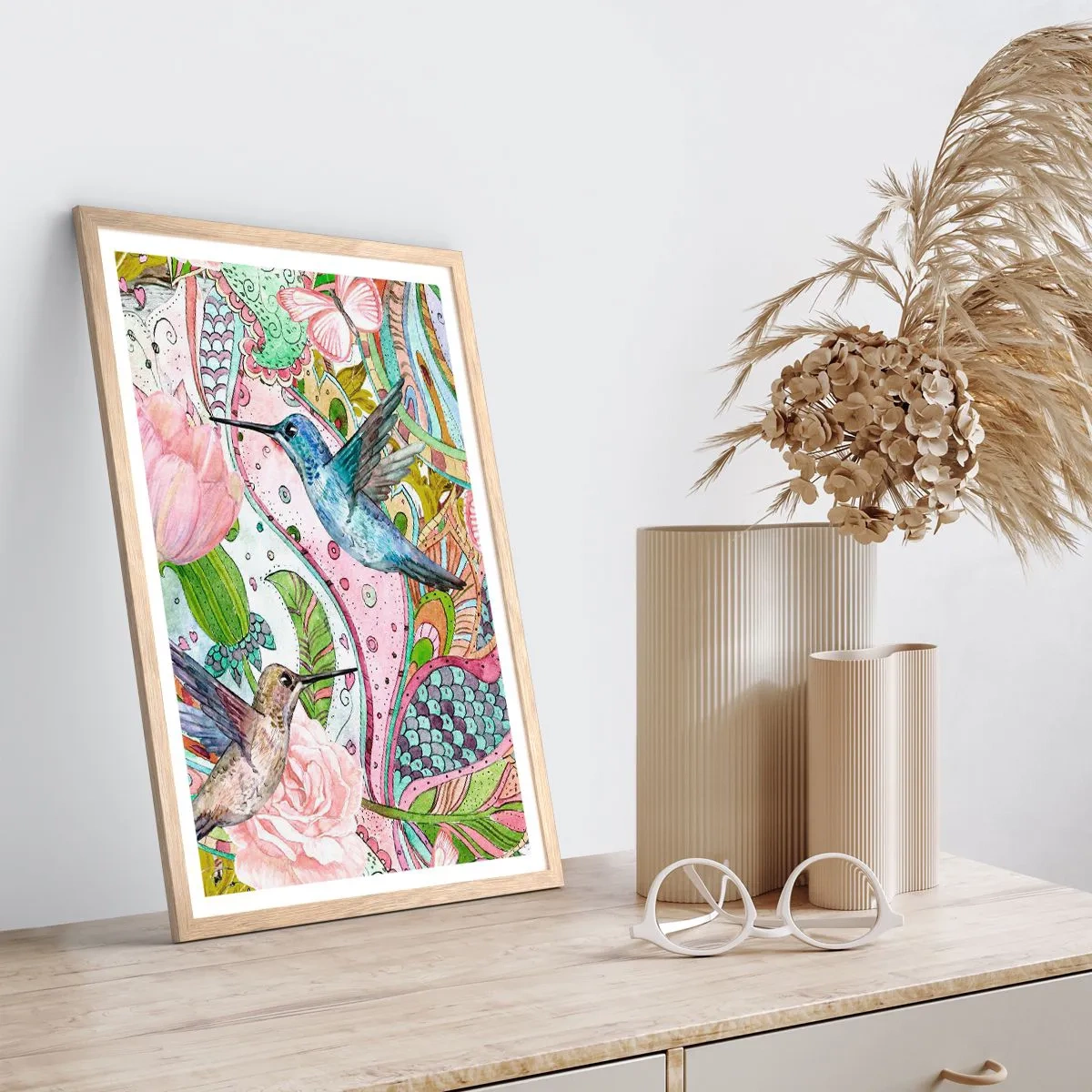 Affisch i ram av ljusek - Inbäddade i klätterväxter - 50x70 cm