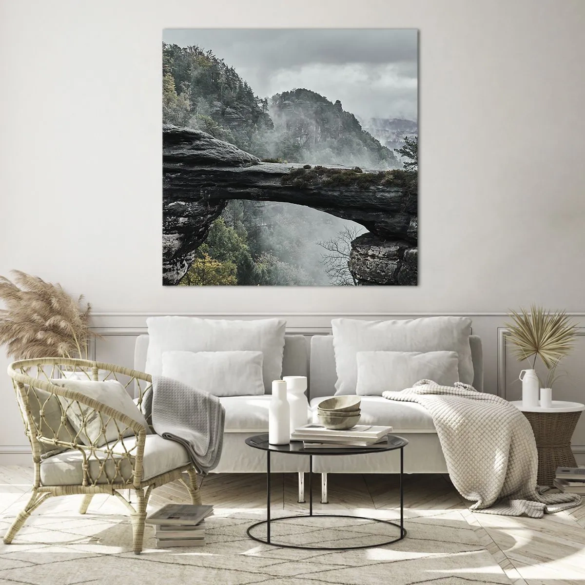 Glastavla - Bild på glas - Äventyret är på väg att börja - 60x60 cm