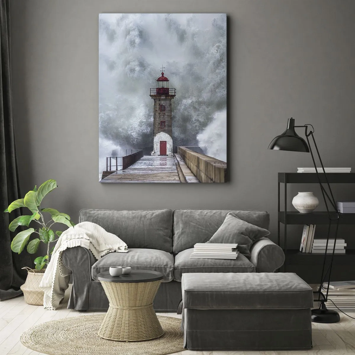 Canvastavla - Bild på duk - Vattnets vrål, vindens skrik  - 55x100 cm