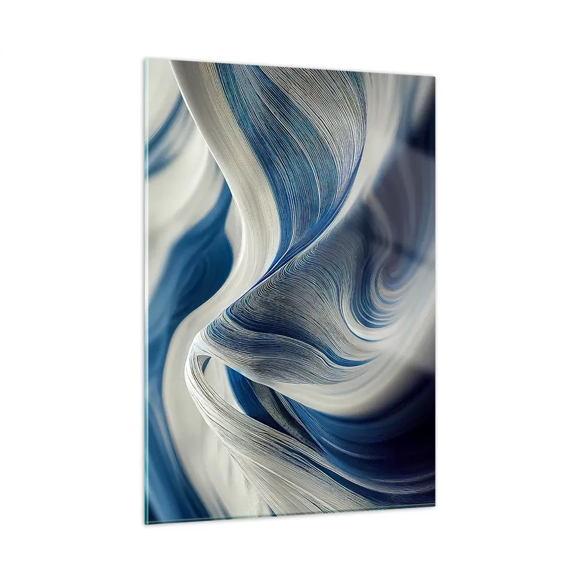 Glastavla - Bild på glas - Flöde av blått och vitt - 50x70 cm